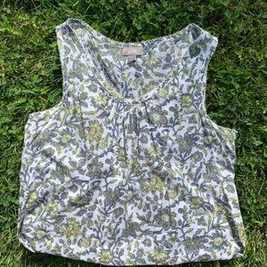 green and white floral tank top